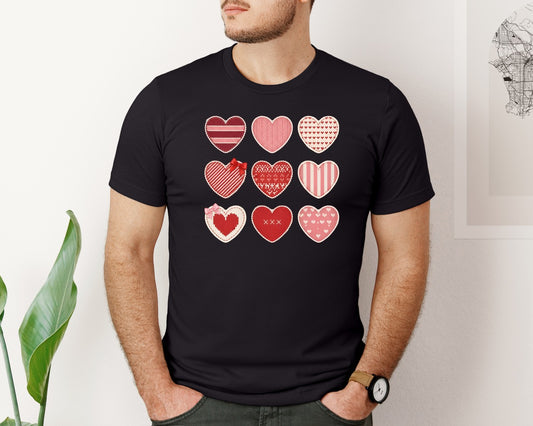 Knitted Heart Embroidery Design Set Graphic T-Shirt