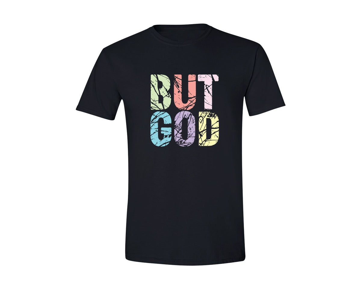 brand:Generic|color:Black|But God Preppy Christian Women Graphic T-Shirt