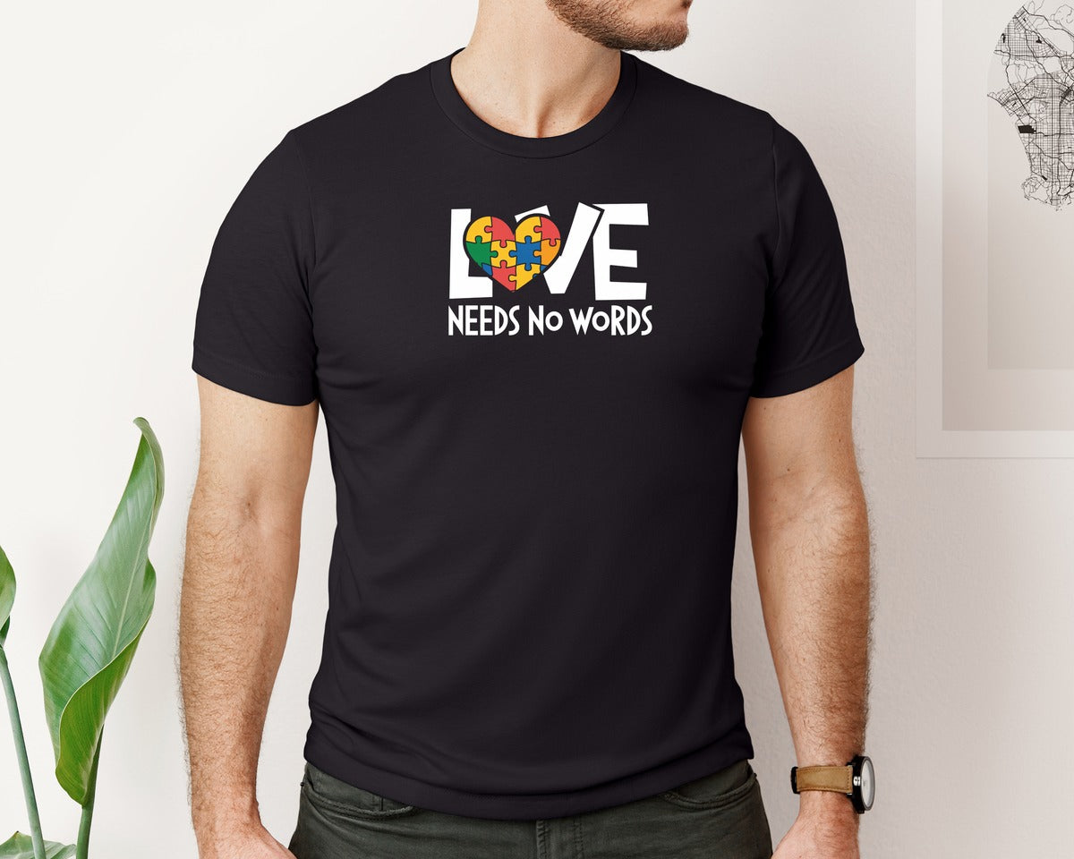 brand:Bella Canvas|color:Black|Love Needs No Words Shirt Graphic T-Shirt