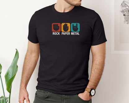 brand:Bella Canvas|color:Black|Rock Paper Metal Music Graphic T-Shirt