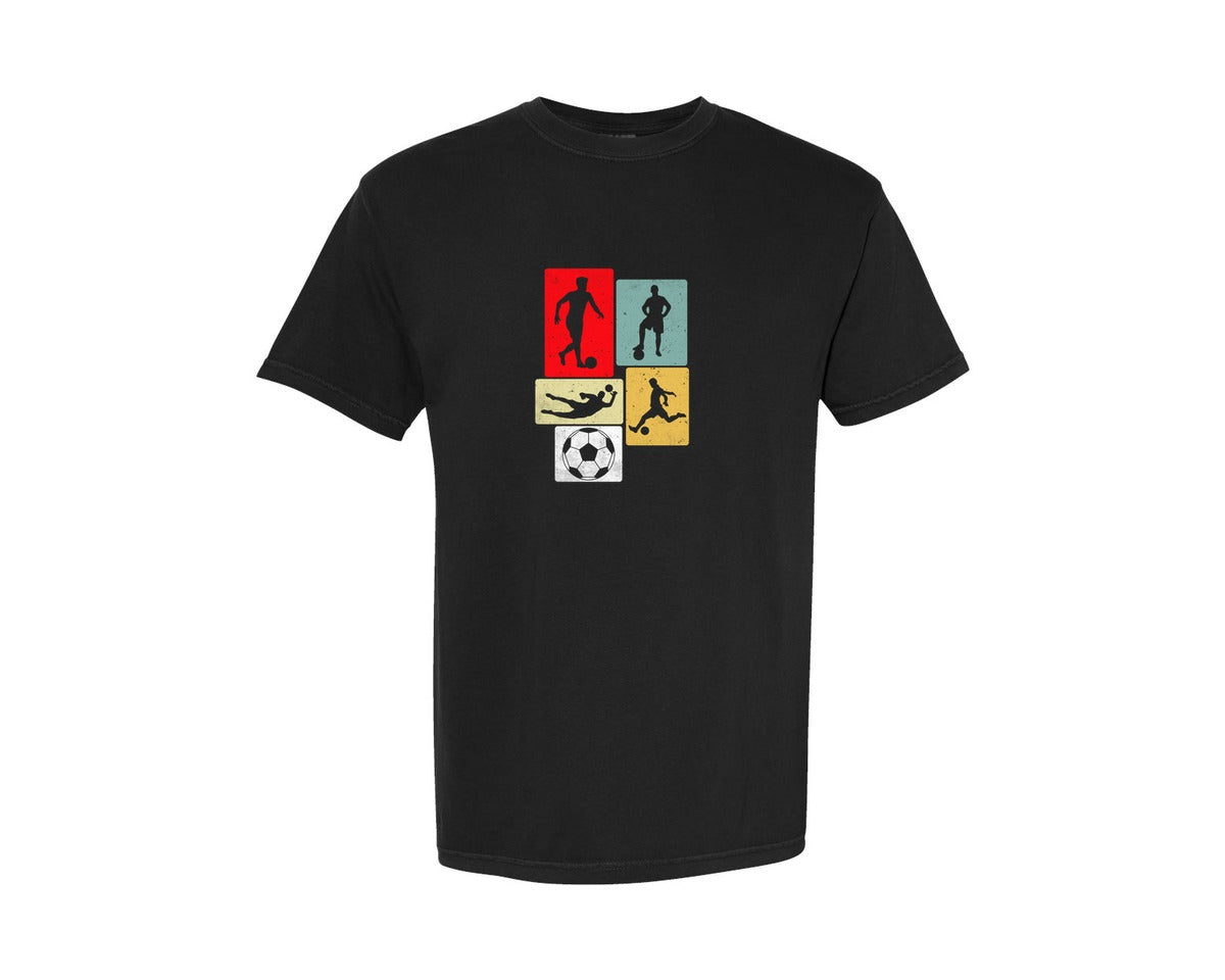 brand:Comfort Colors|color:Black|Soccer Vintage Retro Playing T Shirt Graphic T-Shirt