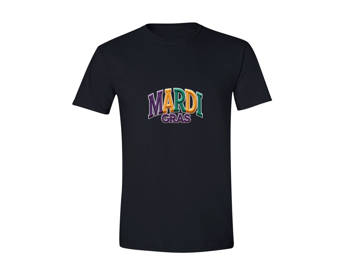 brand:Generic|color:Black|Latch Hook Mardi Gras Mardi Gras Faux Y Graphic T-Shirt