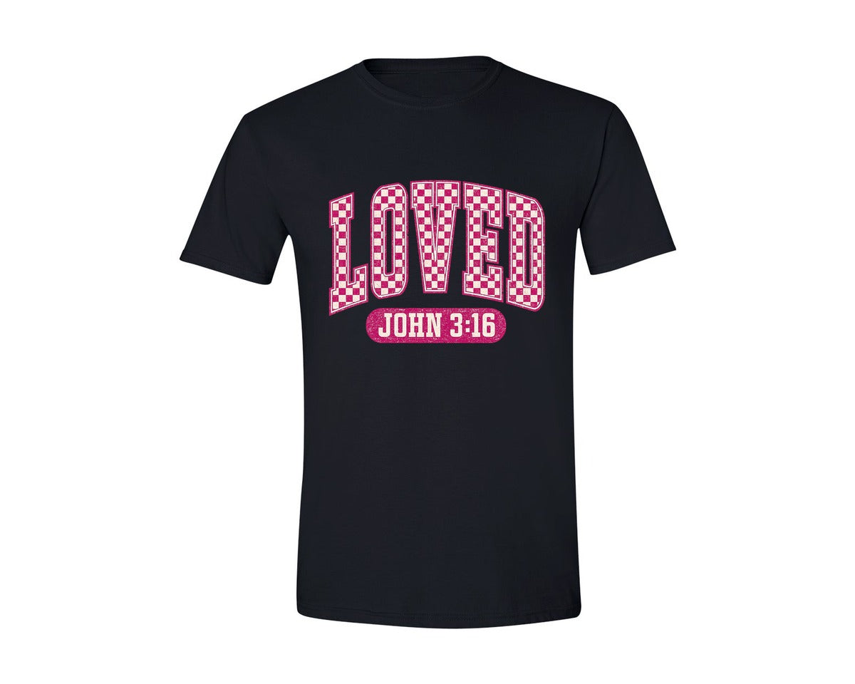 brand:Generic|color:Black|Loved Valentines Day 2 Graphic T-Shirt