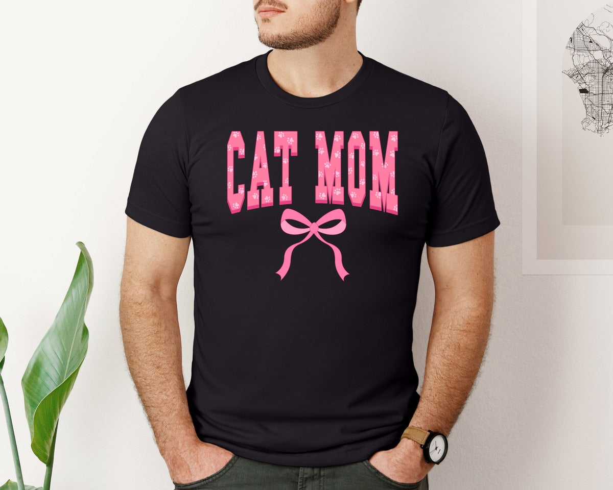 brand:Bella Canvas|color:Black|Cat Mama Mom Mothers Day Coquette Graphic T-Shirt