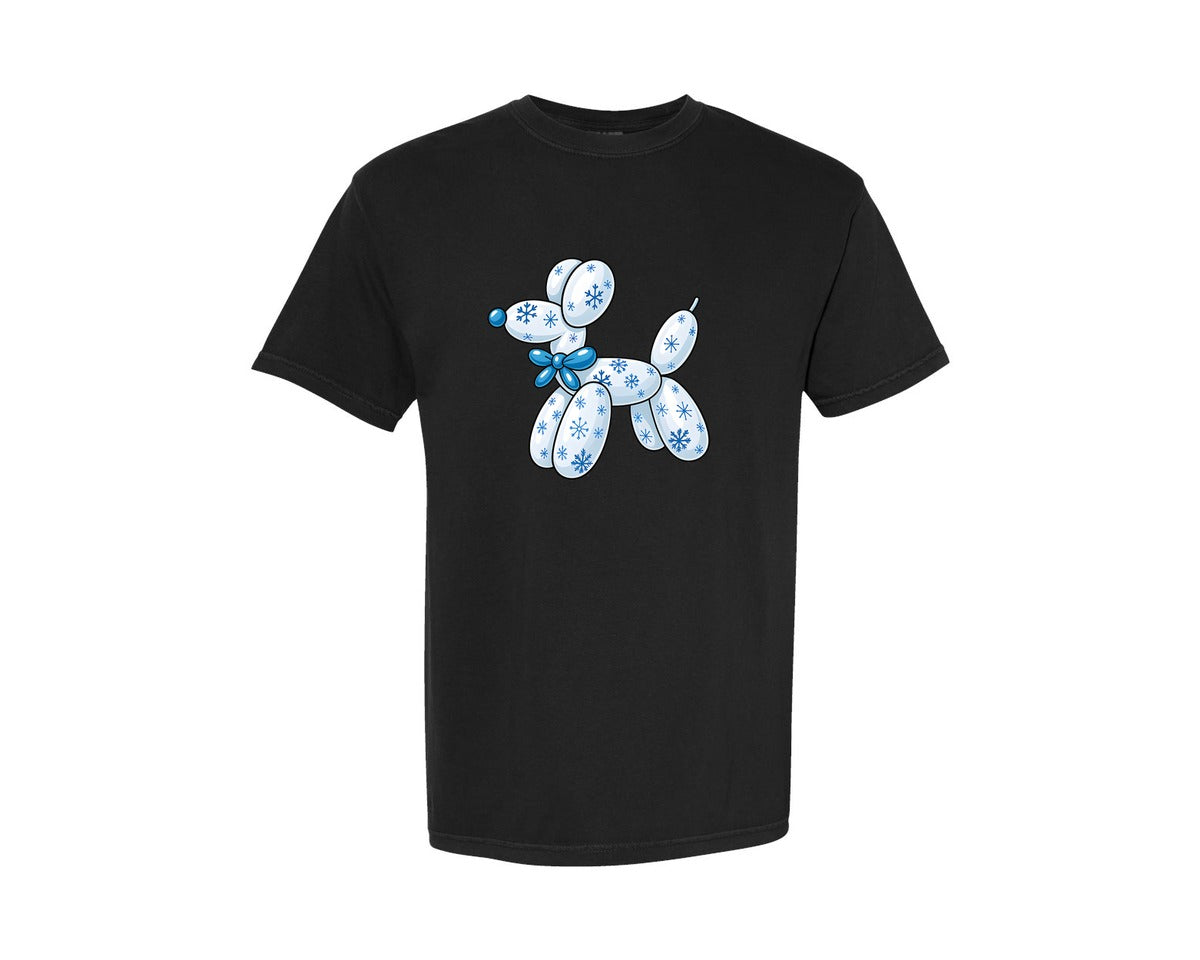 brand:Comfort Colors|color:Black|Winter Balloon Dog Dog Lover Graphic T-Shirt