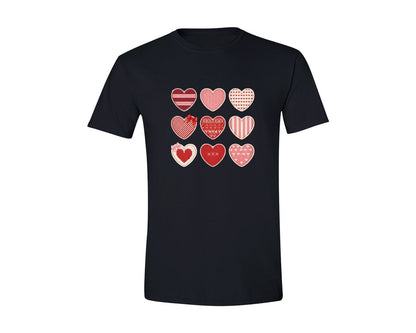 brand:Generic|color:Black|Knitted Heart Embroidery Design Set Graphic T-Shirt