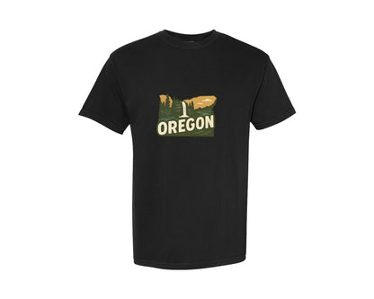 brand:Comfort Colors|color:Black|Oregon State Map 2 Graphic T-Shirt