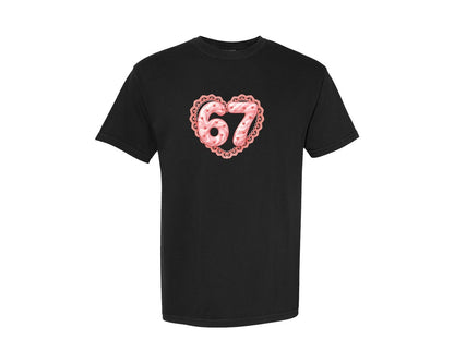 brand:Comfort Colors|color:Black|67 Valentine Heart Graphic T-Shirt