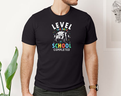 brand:Bella Canvas|color:Black|Level 100 Days Of School Completed Tee Graphic T-Shirt