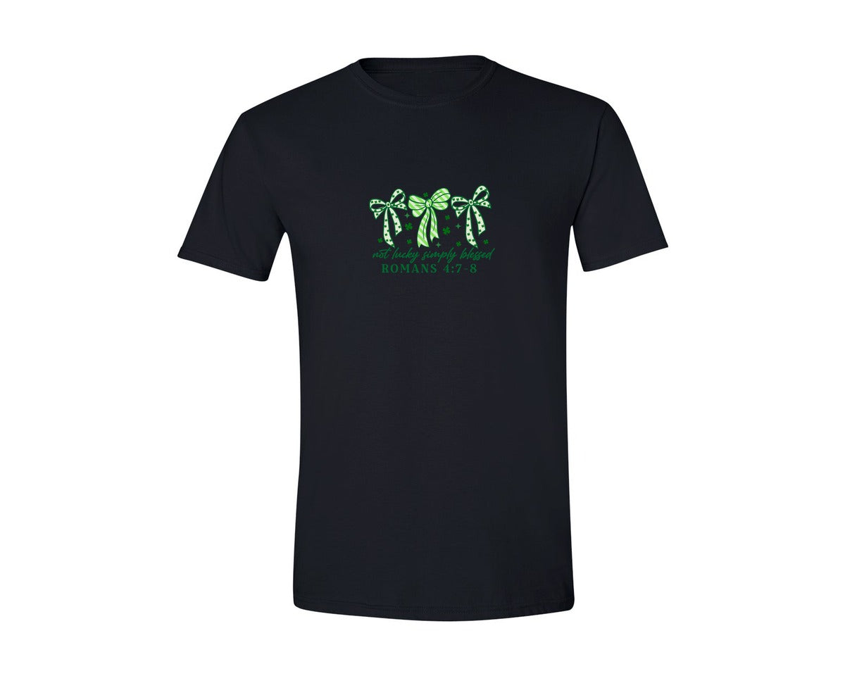 brand:Generic|color:Black|Not Lucky Simply Blessed Irish Graphic T-Shirt