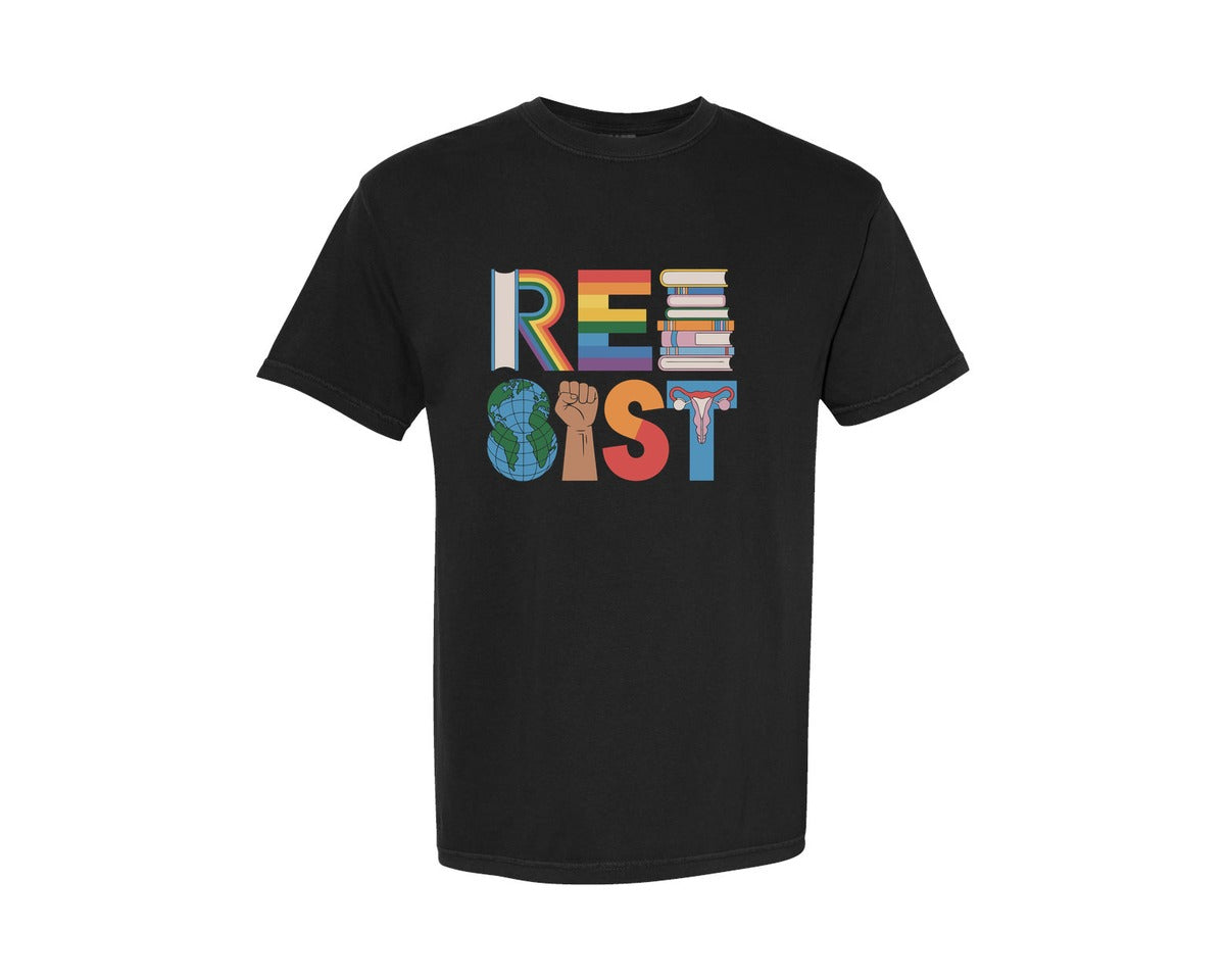 brand:Comfort Colors|color:Black|Resist Protest Lgbtqia Equality Symbol Graphic T-Shirt