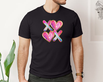 brand:Bella Canvas|color:Black|Valentine Abstract Heart Graphic T-Shirt