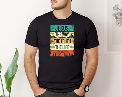 brand:Bella Canvas|color:Black|Jesus The Way Truth Life Christian Graphic T-Shirt