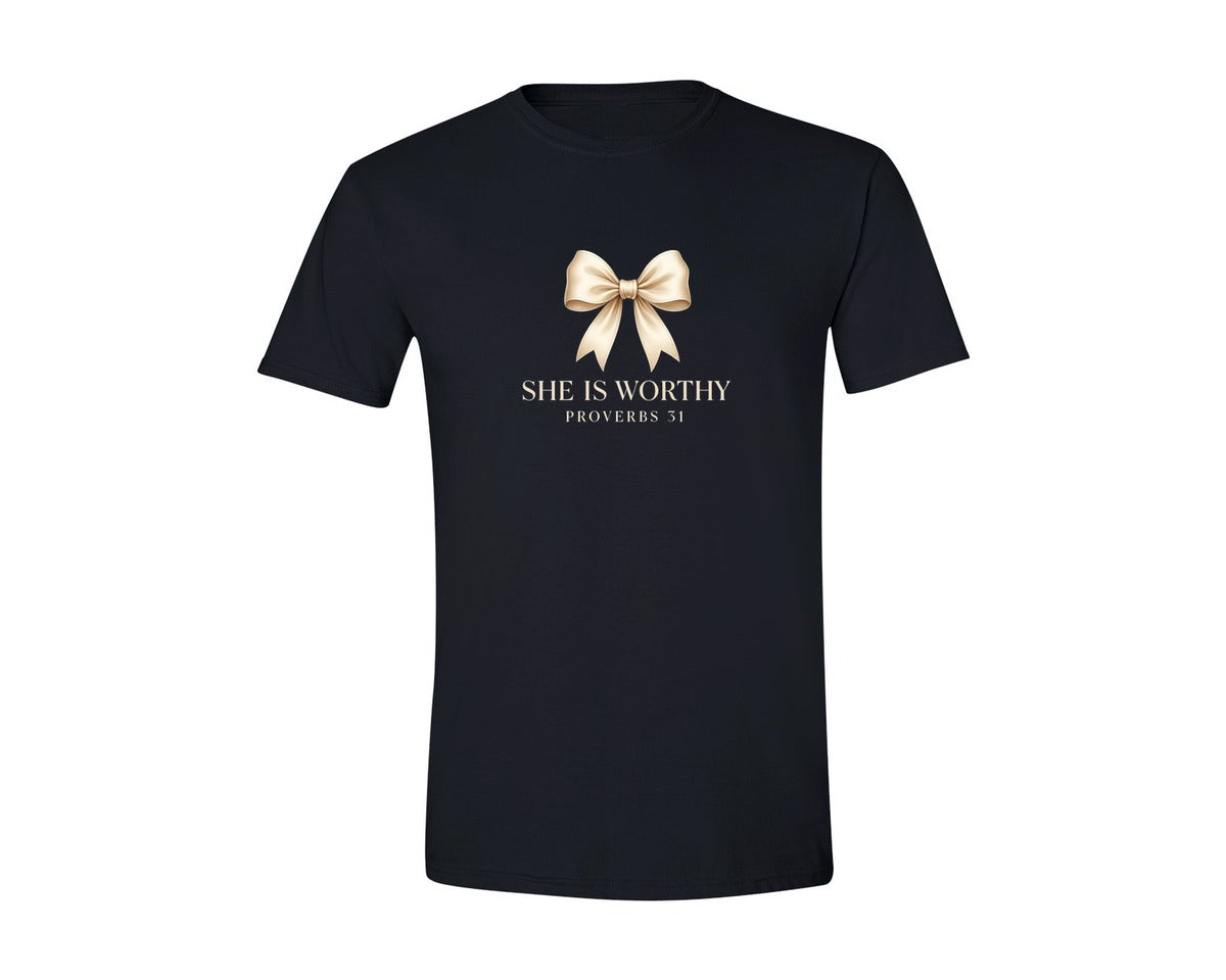 brand:Generic|color:Black|She Is Worthy Proverbs 31 Graphic T-Shirt