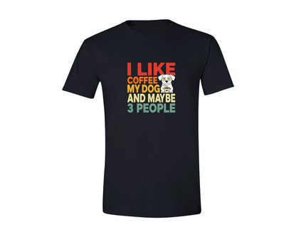 brand:Generic|color:Black|I Like Coffee Dog 3 People T Shirt 2 Graphic T-Shirt