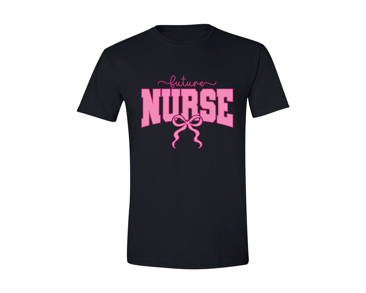 brand:Generic|color:Black|Future Nurse Coquette School Nurse Bow Graphic T-Shirt