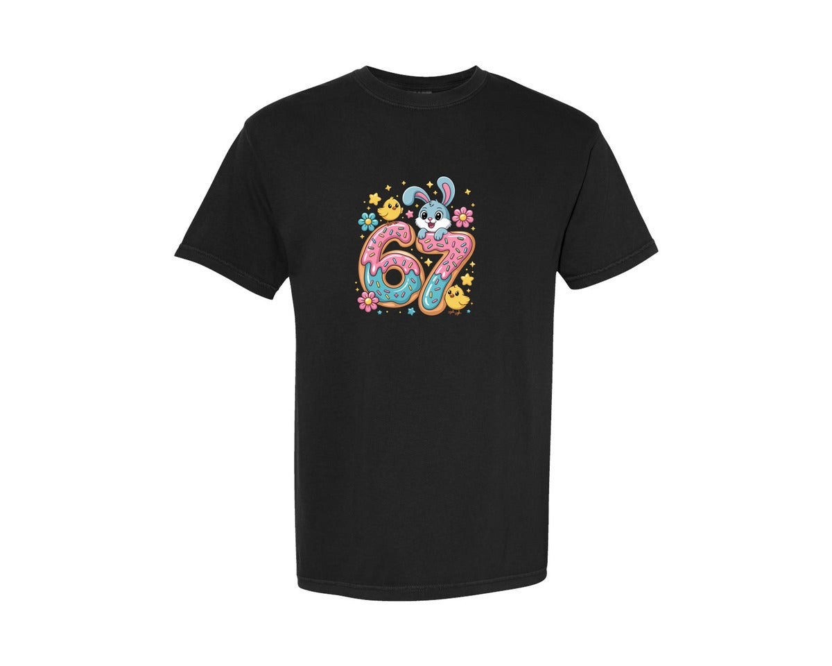 brand:Comfort Colors|color:Black|67 Easter Birthday Cute Bunny Chick Graphic T-Shirt