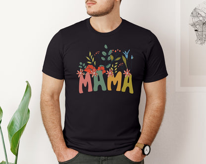 brand:Bella Canvas|color:Black|Mama Shirt Wildflowers Mama Shirt Graphic T-Shirt