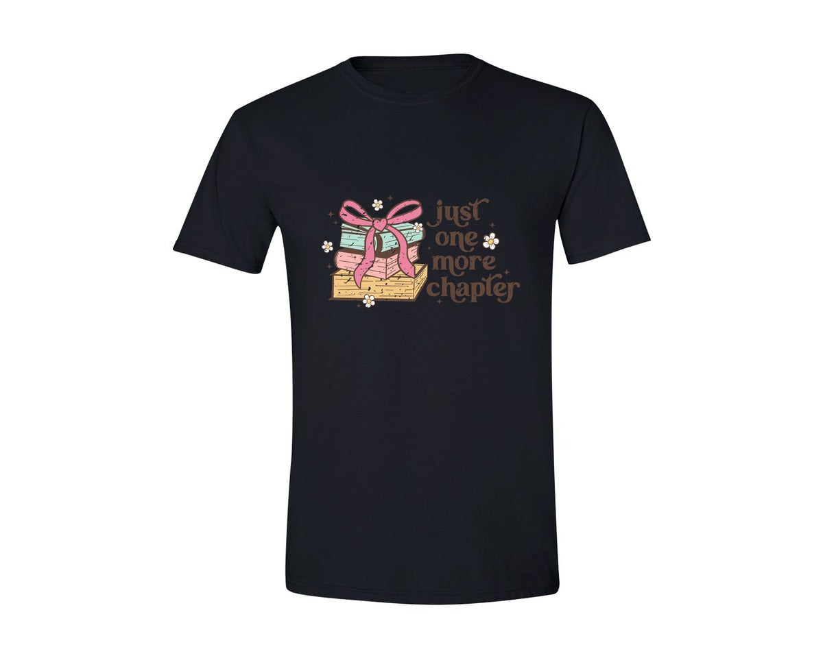brand:Generic|color:Black|Just One More Chapter Reading Book Graphic T-Shirt