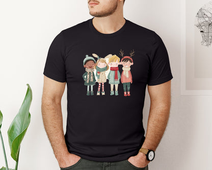 brand:Bella Canvas|color:Black|Whimsical Winter Christmas Girl Graphic T-Shirt