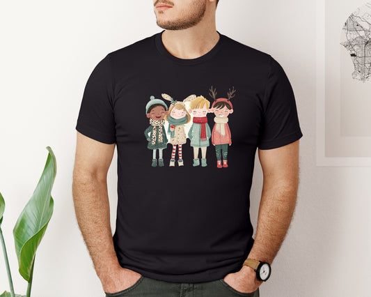 Whimsical Winter Christmas Girl Graphic T-Shirt