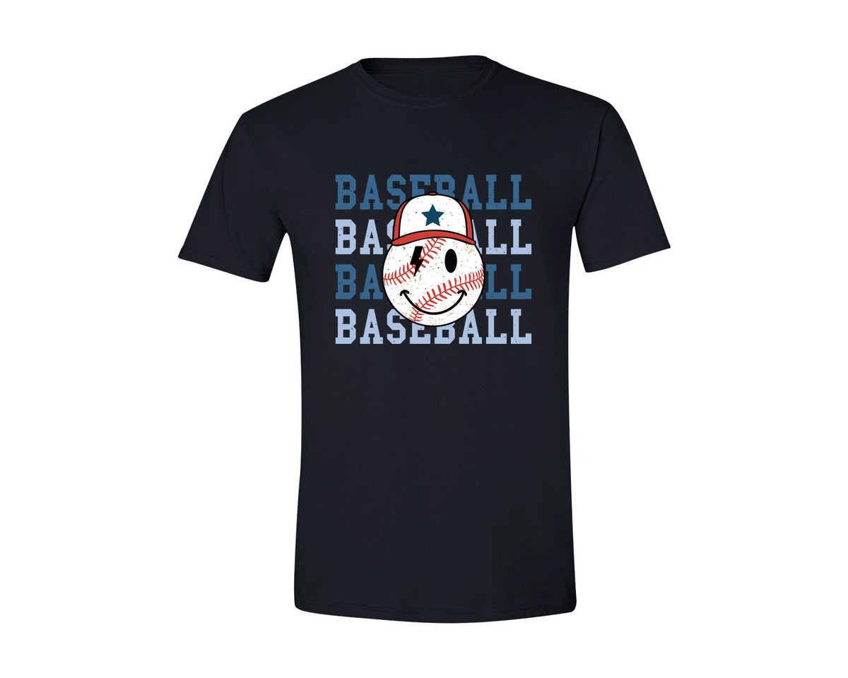 brand:Generic|color:Black|Retro Baseball Smiley Baseball
