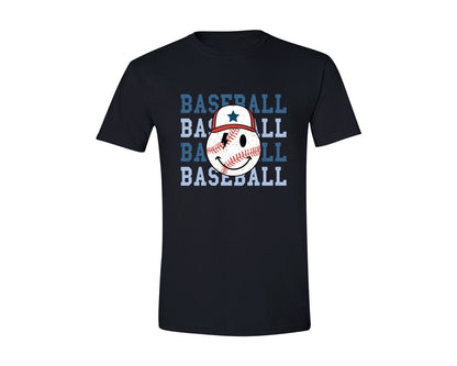 brand:Generic|color:Black|Retro Baseball Smiley Baseball