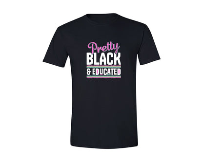 brand:Generic|color:Black|Melanin Queen Pretty Black Educated Graphic T-Shirt