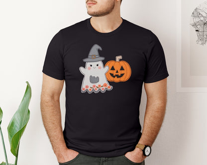 brand:Bella Canvas|color:Black|Halloween Ghost Pumpkin Spooky Graphic T-Shirt