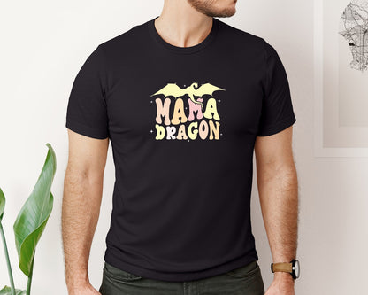 brand:Bella Canvas|color:Black|Mama Dragons Mothers Day Design Graphic T-Shirt