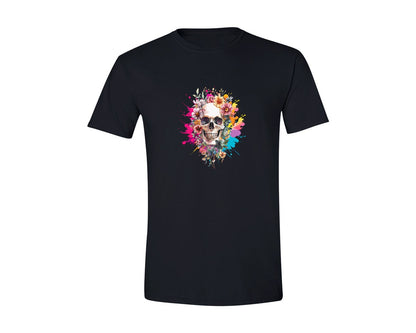 brand:Generic|color:Black|Floral Skull Watercolor Skull Shirt Graphic T-Shirt