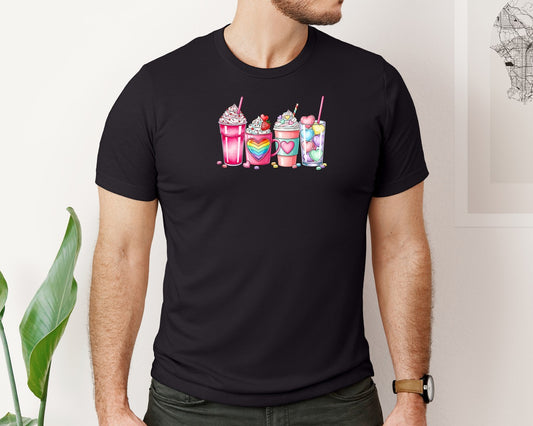 Valentines Day Milkshakes Hearts Graphic T-Shirt