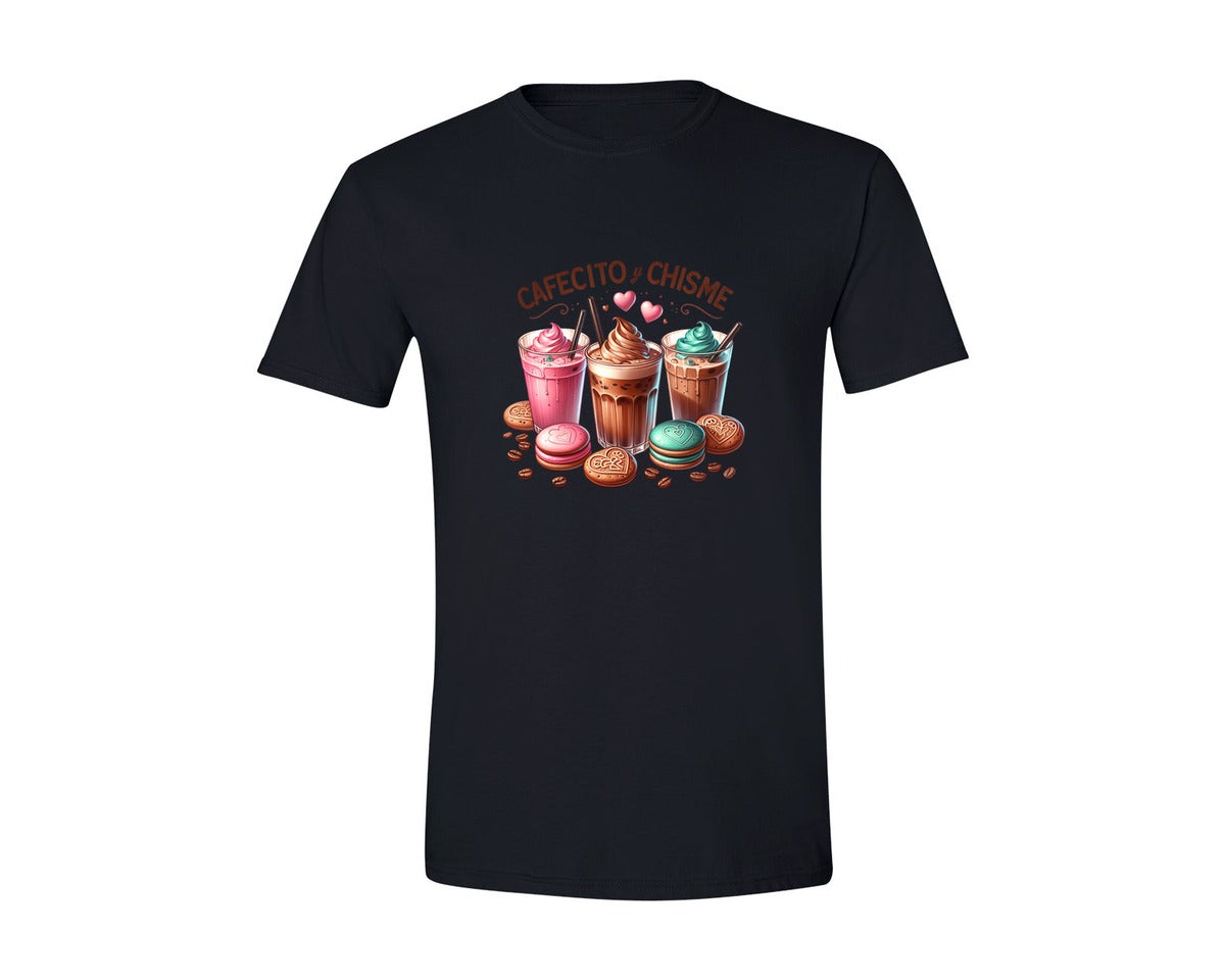 brand:Generic|color:Black|Cafecito Y Chisme Spanish Mexican Graphic T-Shirt