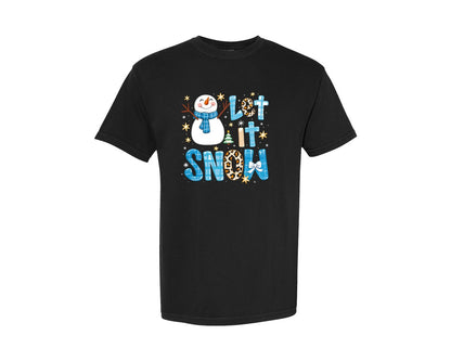 brand:Comfort Colors|color:Black|Let It Snow Christmas 13 Graphic T-Shirt