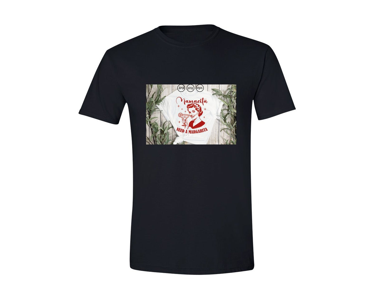 brand:Generic|color:Black|Mamacita Needs A Margarita 26 Graphic T-Shirt