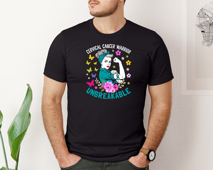 brand:Bella Canvas|color:Black|Cervical Cancer Awareness T Shirt Graphic T-Shirt