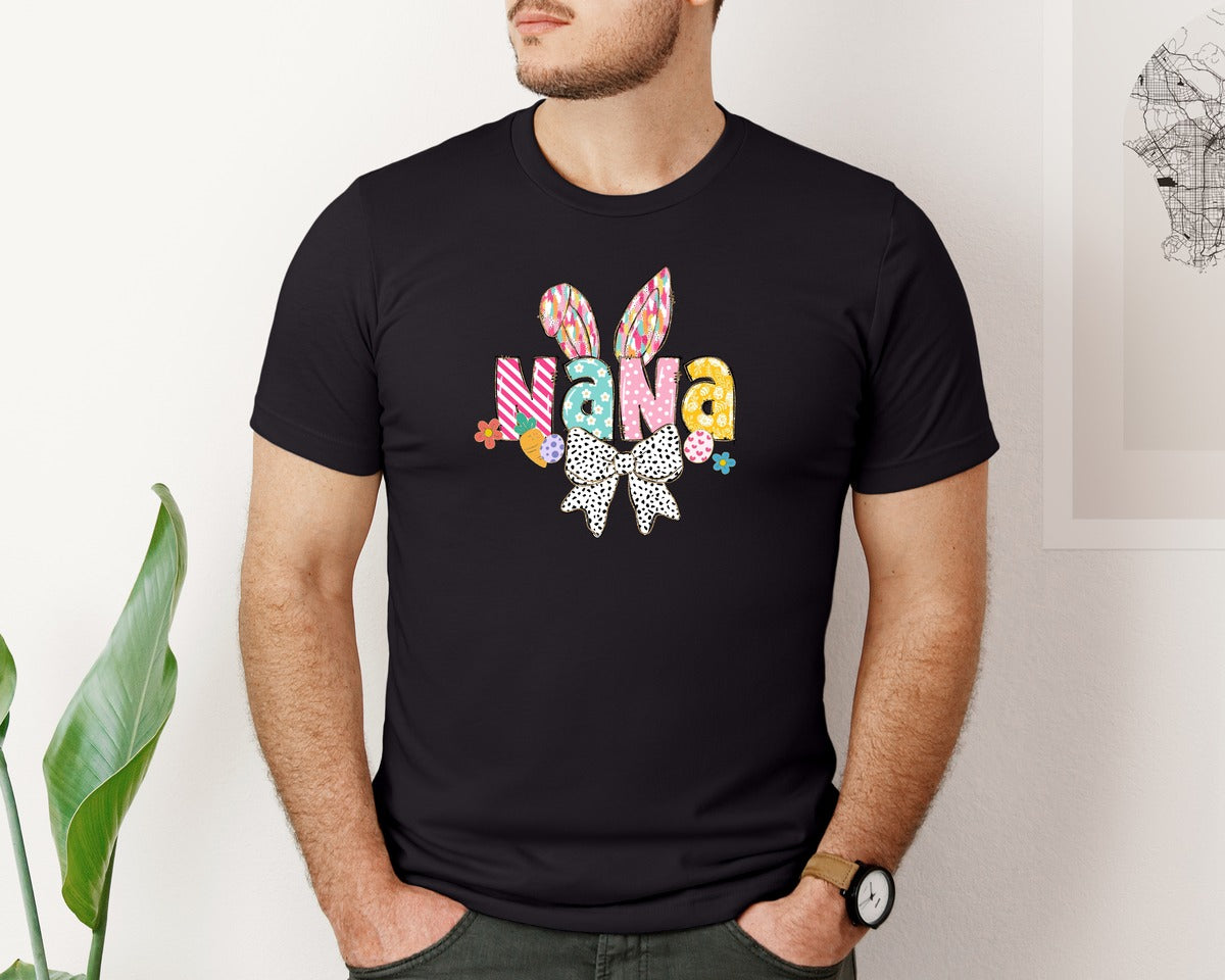 brand:Bella Canvas|color:Black|Coquette Easter Mama Mimi Gigi Graphic T-Shirt