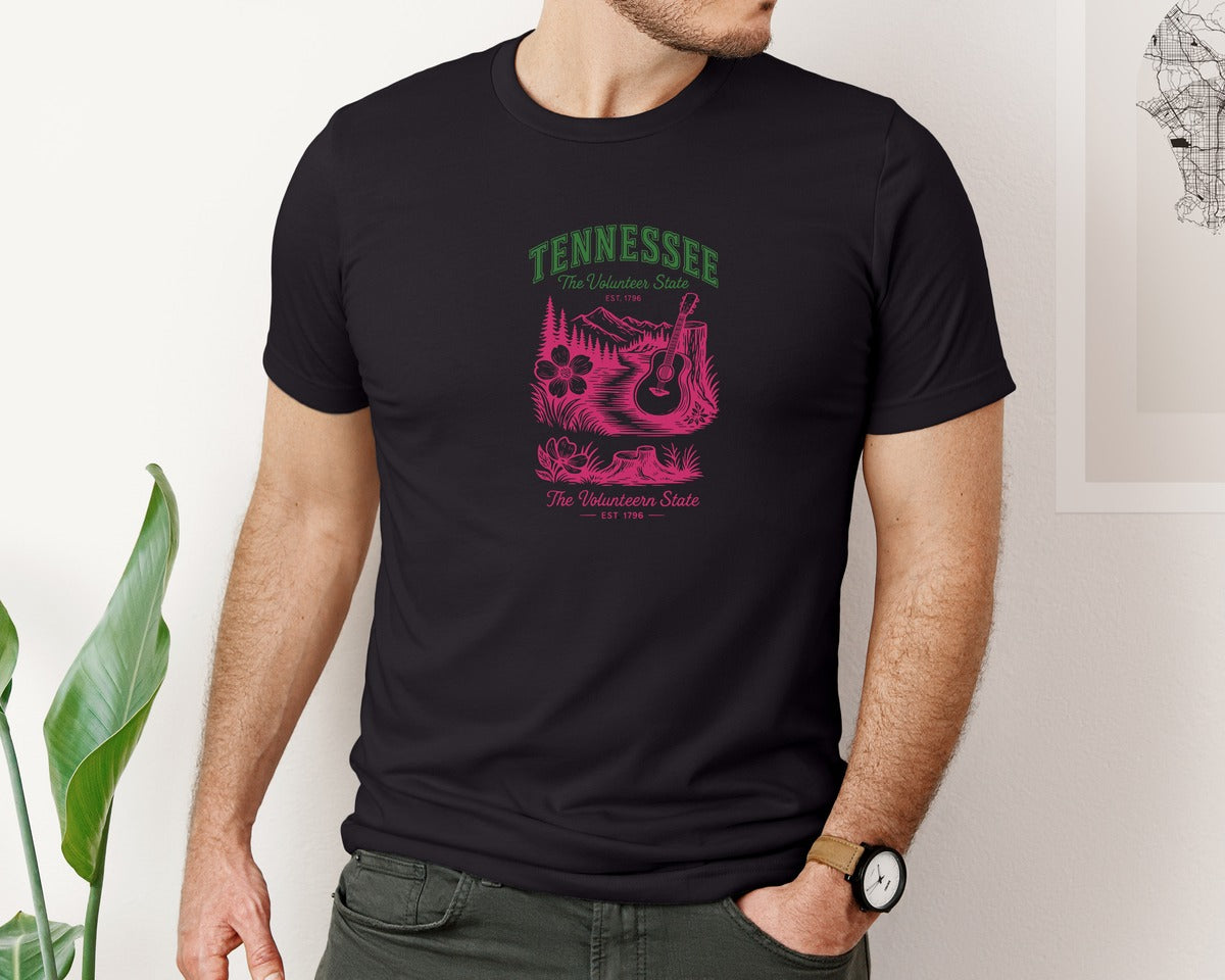 brand:Bella Canvas|color:Black|Tennessee The Volunteer State Graphic T-Shirt