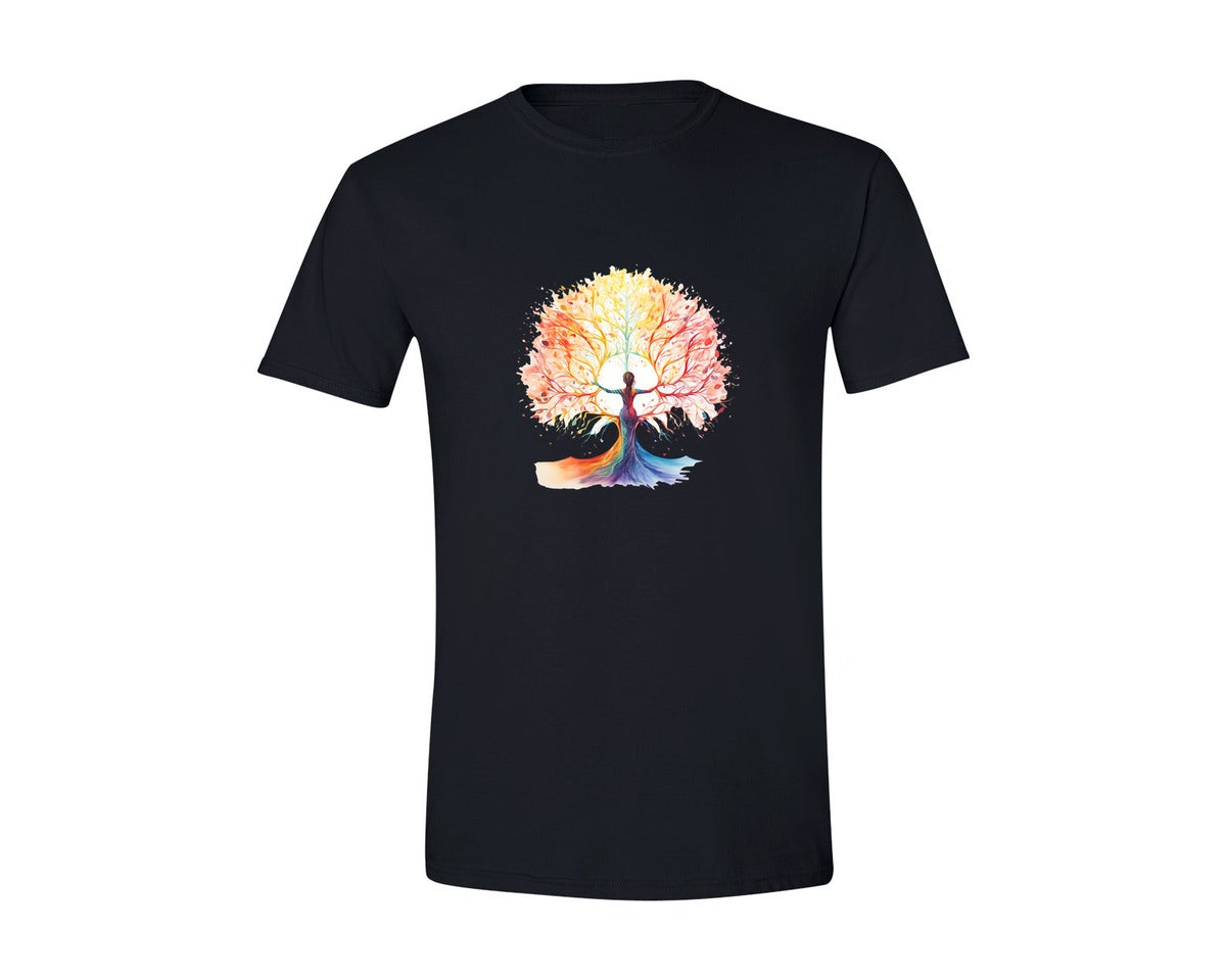 brand:Generic|color:Black|Life Tree Spiritual Art Graphic T-Shirt
