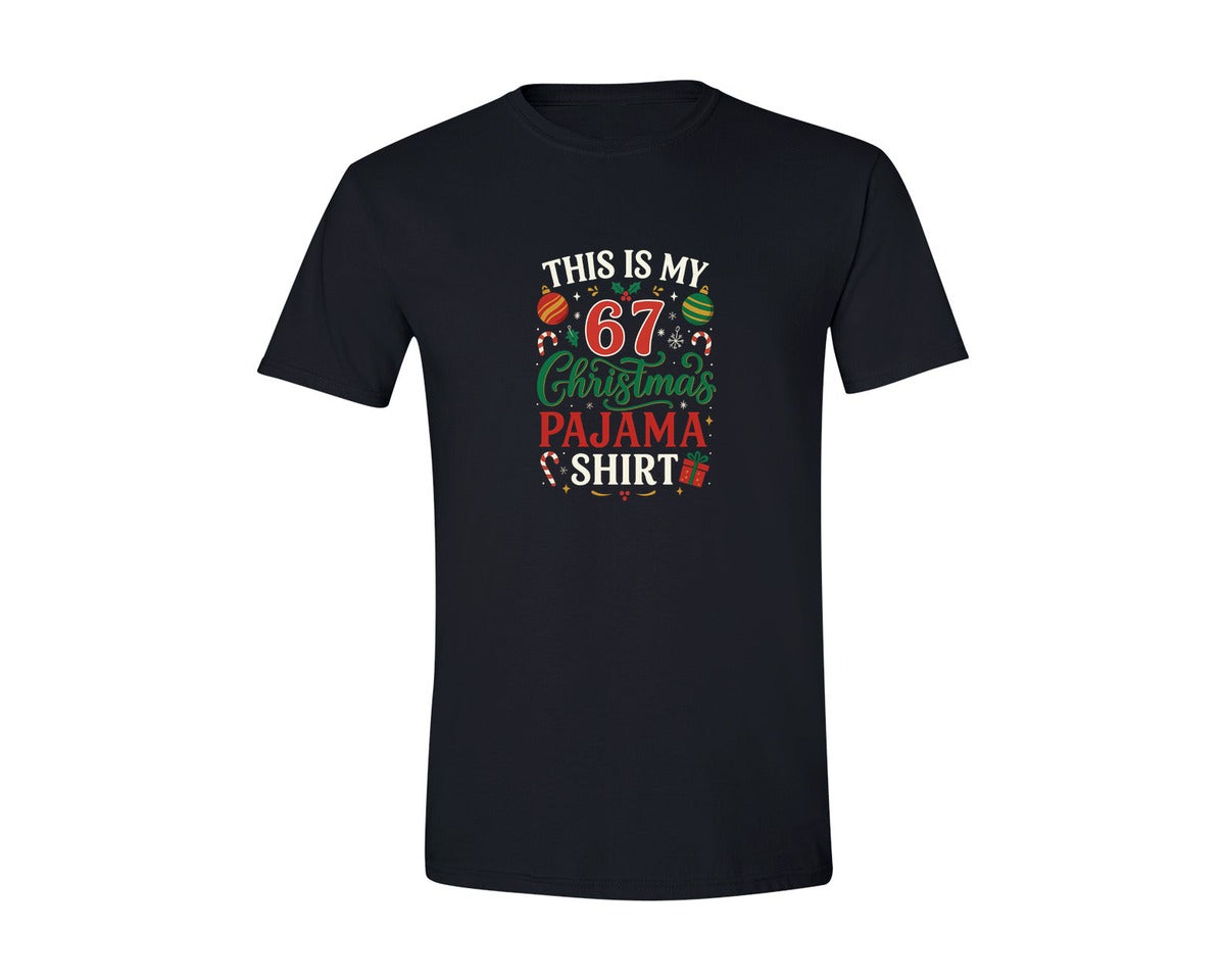 brand:Generic|color:Black|Funny 67 Six Seven Christmas Pajama Graphic T-Shirt