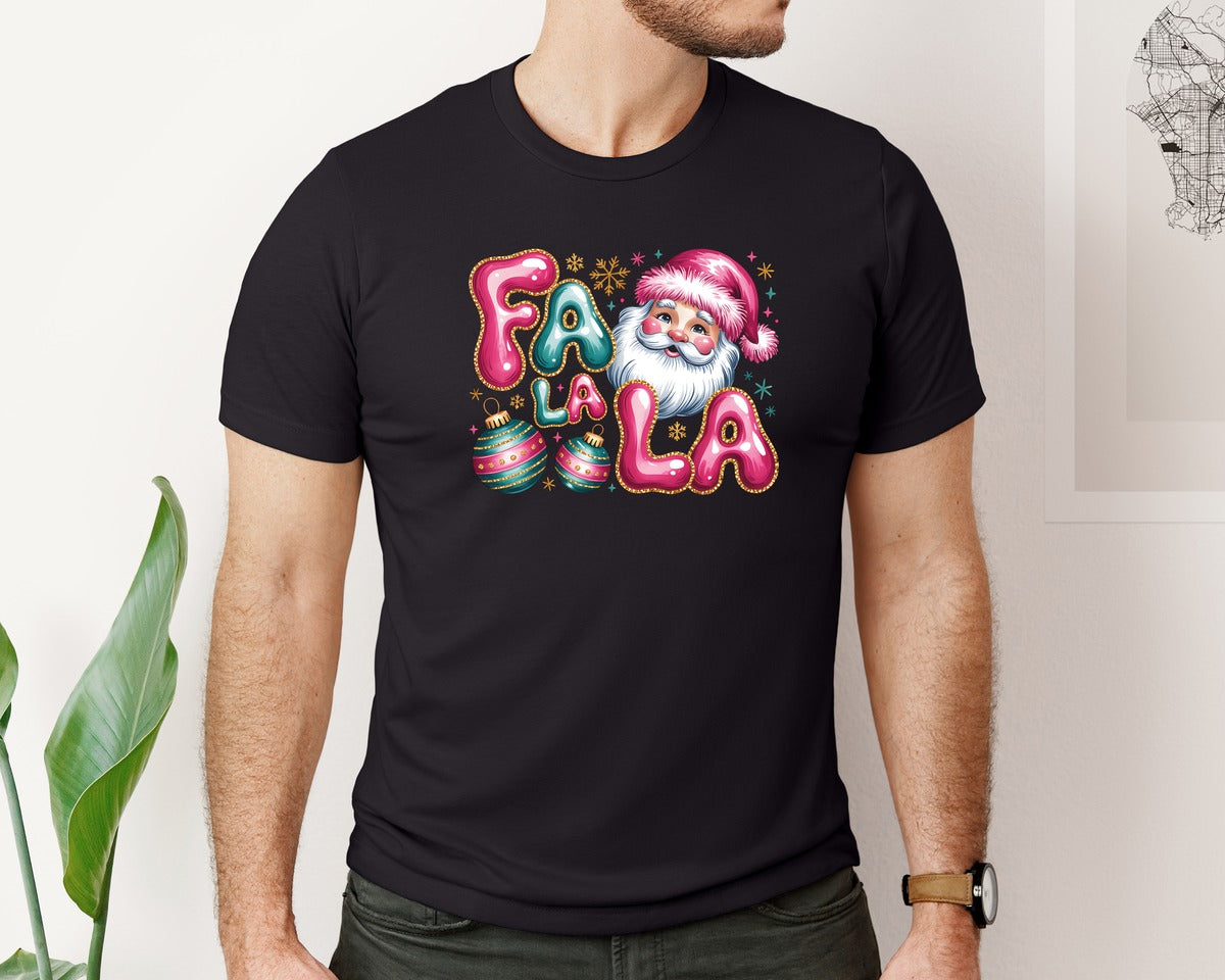 brand:Bella Canvas|color:Black|Pink Christmas 3 Graphic T-Shirt