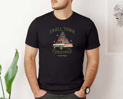 brand:Bella Canvas|color:Black|Small Town Christmas Xmas T Shirt Graphic T-Shirt