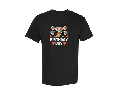 brand:Comfort Colors|color:Black|7 Birthday Boy Autism Tee Graphic T-Shirt
