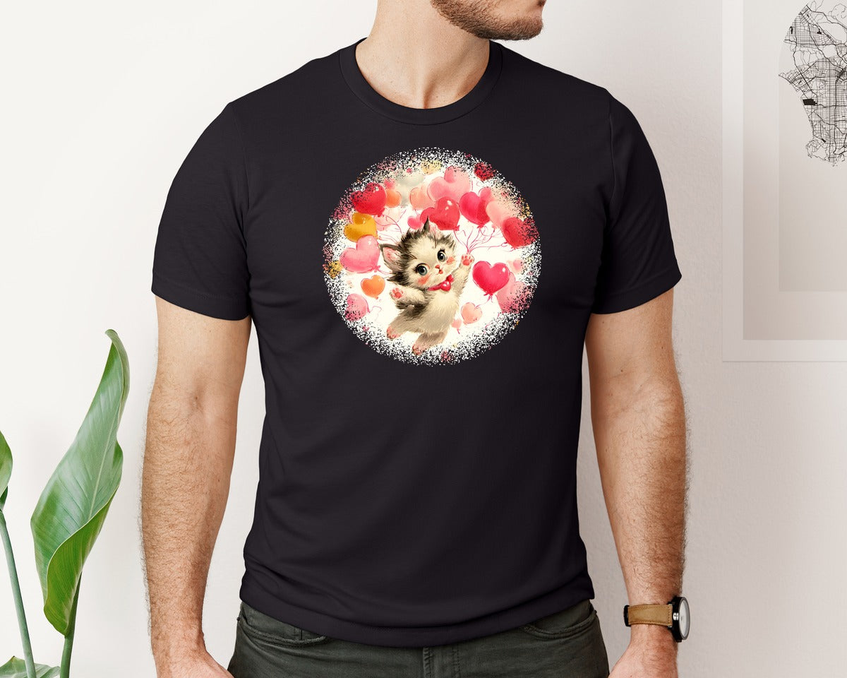 brand:Bella Canvas|color:Black|Vintage Valentine Round Tshirt 32 Graphic T-Shirt