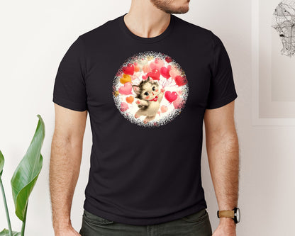 brand:Bella Canvas|color:Black|Vintage Valentine Round Tshirt 32 Graphic T-Shirt