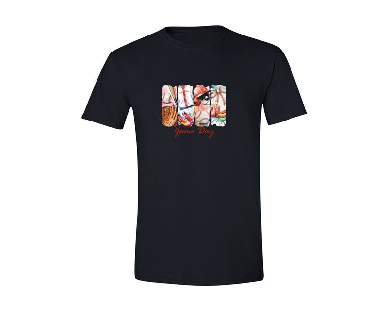 brand:Generic|color:Black|Baseball Game Day Brushstroke Shirt Graphic T-Shirt