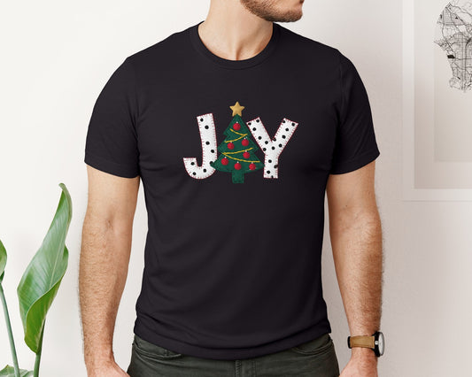 Joy Christmas Tree Graphic T-Shirt