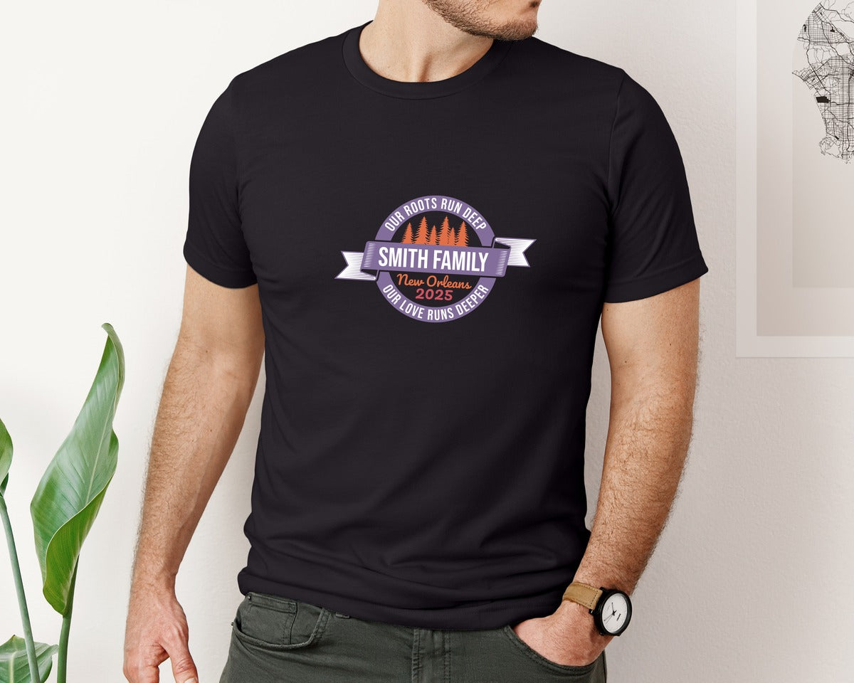brand:Bella Canvas|color:Black|Custom Family Reunion Our Roots Run Graphic T-Shirt