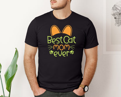brand:Bella Canvas|color:Black|Best Cat Mom Ever T Shirt Design 7 Graphic T-Shirt