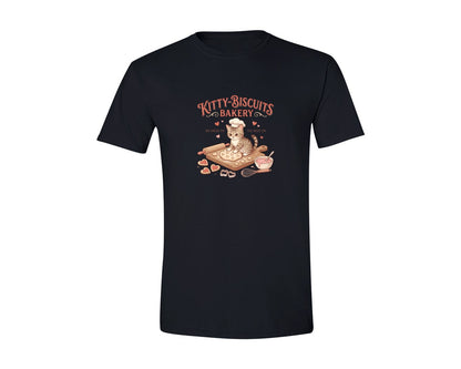 brand:Generic|color:Black|Kitty Biscuits Bakery Illustration Graphic T-Shirt